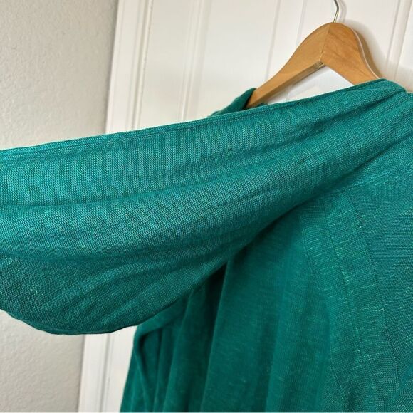 Free People Forest Green Optimistic Linen Blend Hooded Sweater Sz L Lagonlook - Picture 5 of 10